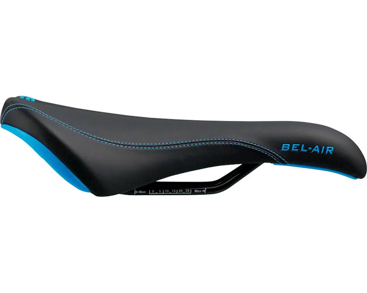SDG Bel-Air RL Saddle (Black/Cyan) (Steel Rails) (140mm)
